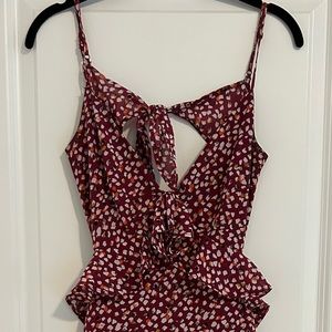Maroon Midi Polka Dotted Colored Dress